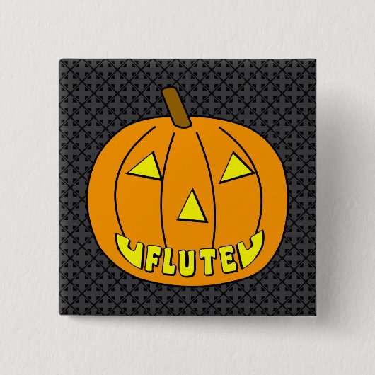Fluit Halloween Pompoen Vierkante Button 5,1 Cm (Voorkant)
