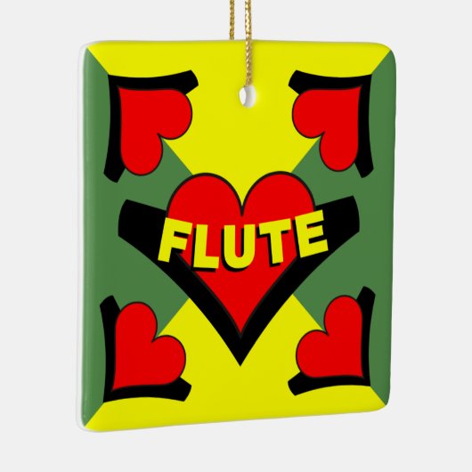 Fluit over hart keramisch ornament (Rechts)