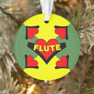 Fluit over hart ornament