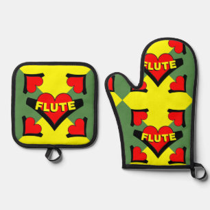 Fluit over hart ovenwant & pannenlap set