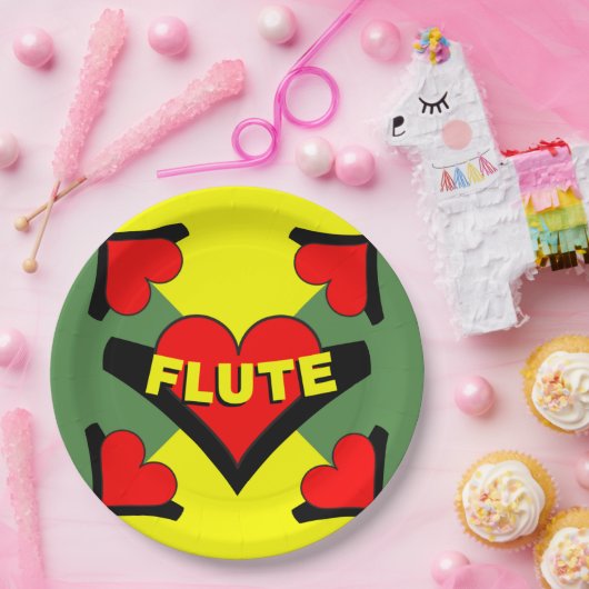 Fluit over hart papieren bordje (Feest)