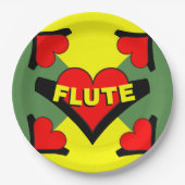 Fluit over hart papieren bordje (Voorkant)