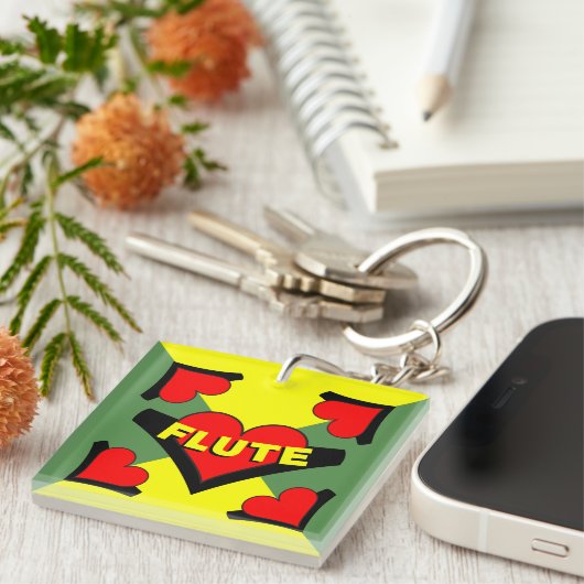 Fluit over hart sleutelhanger (Voorkant Rechts)