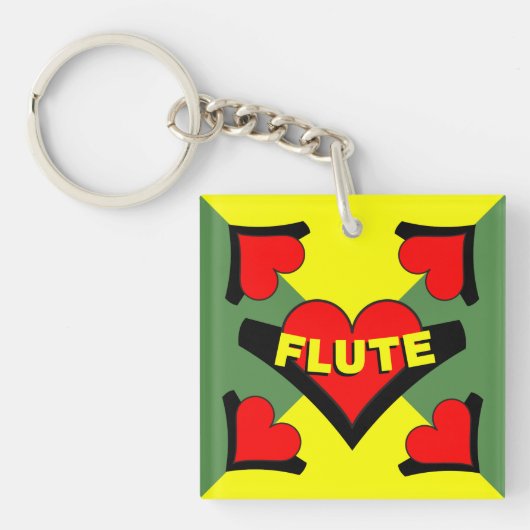 Fluit over hart sleutelhanger (Voorkant)