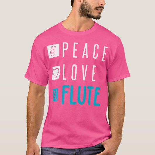 Fluit Shirt Peace Love Fluit Instrument Flutist F (Voorkant)
