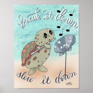 Fluit Spelen Schildpad Poster
