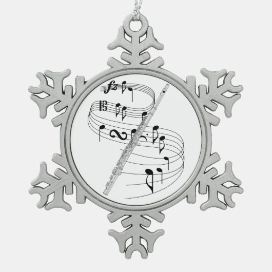 Fluit Tin Sneeuwvlok Ornament (Voorkant)