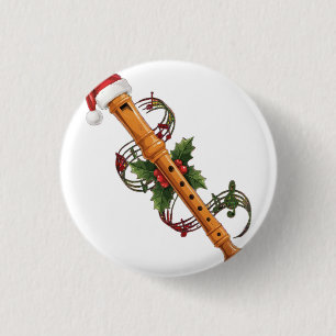 Fluitblokfluit Instrument Santa Hoed Kerstmis Ronde Button 3,2 Cm