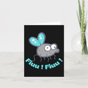 Fluitende vlieg en turquoise inscriptie Sticker Kaart