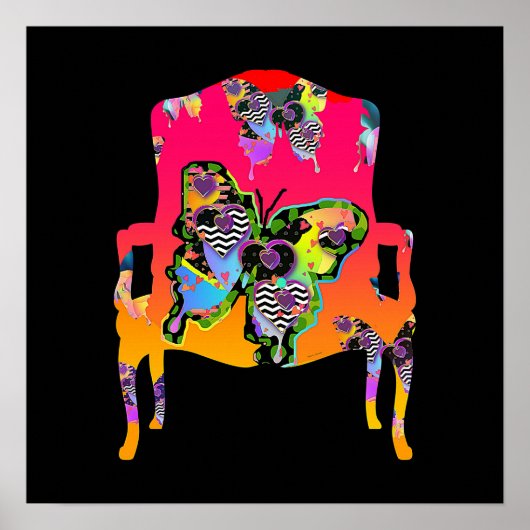 Fluitende vlinders  fauteuil poster (Voorkant)