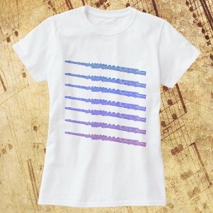 Fluitenpatroon Blauw Roze Paarse T-shirt