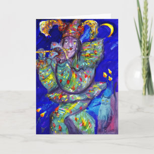 FLUITIST IN BLAUW / Venetiaanse Carnavalsnacht Kaart