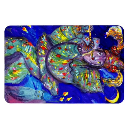 FLUITIST IN BLAUW / Venetiaanse Carnavalsnacht Magneet (Horizontaal)