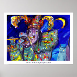 FLUITIST IN BLAUW / Venetiaanse Carnavalsnacht Poster