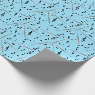 Fluitmuziek notitie patroon inpakpapier
