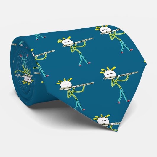 Fluitspelende Stickman Stropdas (Opgerold)