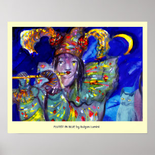 FLUITSPELER IN BLAUW / Venetiaanse Carnavalsnacht Poster