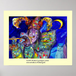 FLUITSPELER IN BLAUW / Venetiaanse Carnavalsnacht Poster