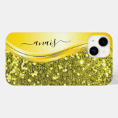 Fluorescent Bright Neon Glitter Monogram Naam Case-Mate iPhone Case (Achterkant (horizontaal))