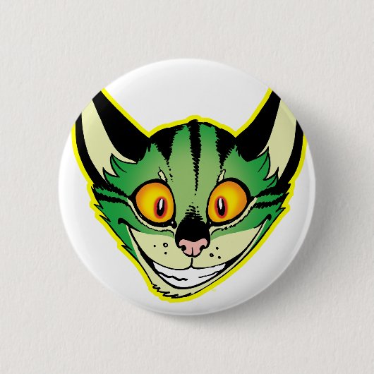 Fluorescent Cartoon Cat Button Badge (Voorkant)