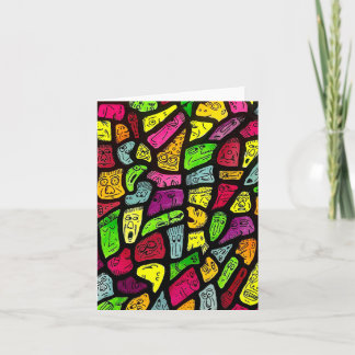 Fluorescent Cartoon Weird Faces Drawing Folded