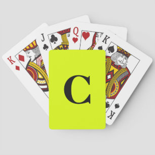 Fluorescent Chartreuse Yellow Neon Monogram Naam Pokerkaarten