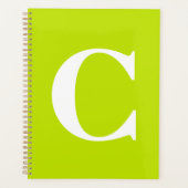 Fluorescent Chartreuse Yellow Neon Name Monogram Planner (Voorkant)