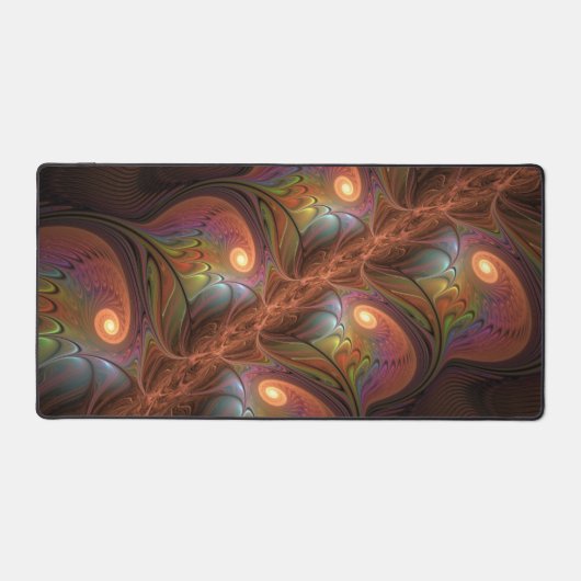 Fluorescent coloré Abstrait Trippy Brown Fractal (Recto)