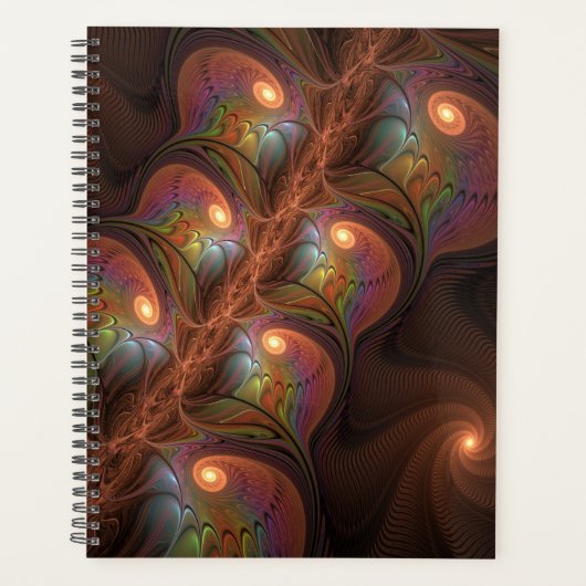 Fluorescent coloré Abstrait Trippy Brown Fractal (Devant)