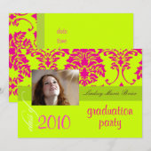 Fluorescent Damask/hot roze/limoen Kaart (Voorkant / Achterkant)