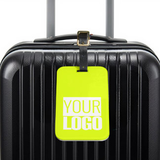 Fluorescent geel - voeg uw logo toe bagagelabel