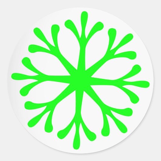 Fluorescent Green Snowflake Étiquettes de vacances (Devant)