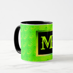 Fluorescent Neon Elegant Monogramed Mok