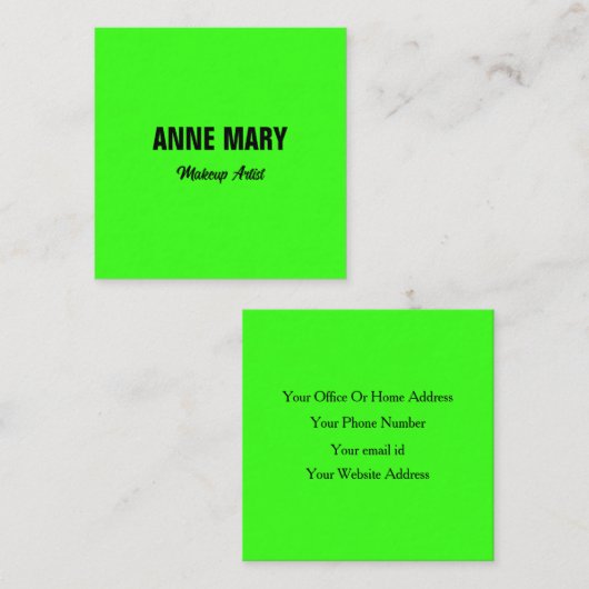 Fluorescent Neon Green, kleurrijk, aangepast gelui Contactkaartje (Voorkant / Achterkant)