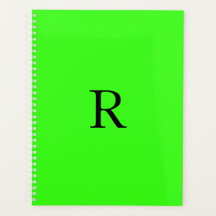 Fluorescent Neon Green Name Monogrammen Gift Favor Planner