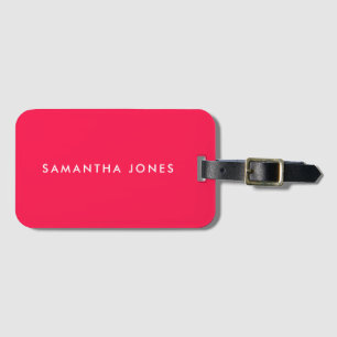 Fluorescent Neon Red Bright Minimalist Modern Bagagelabel