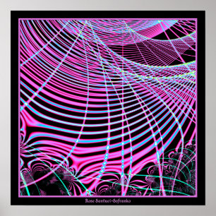 Fluorescent Neon Web Fractal Poster