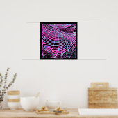 Fluorescent Neon Web Fractal Poster (Keuken)