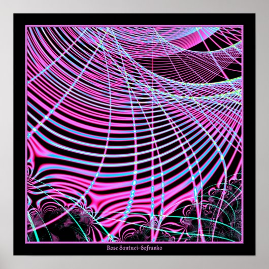 Fluorescent Neon Web Fractal Poster (Voorkant)