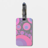 Fluorescent roze cirkelmozaïek bagagelabel (Achterkant verticaal)