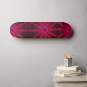 Fluorescent roze fractal Starfish Abstracte kunst Skateboard