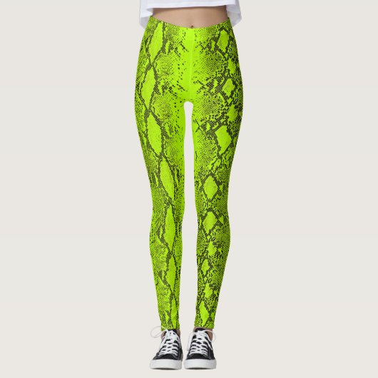 Fluorescent Yellow Snake Skin Leggings (Voorkant)