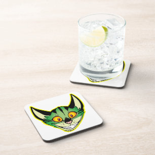 Fluorescente Cartoon Cat Onderzetters set