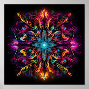 Fluorescente multicolor tribal netwerk print
