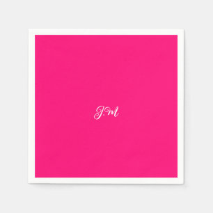 Fluorescente neon roze effen kleur initialen naam servet