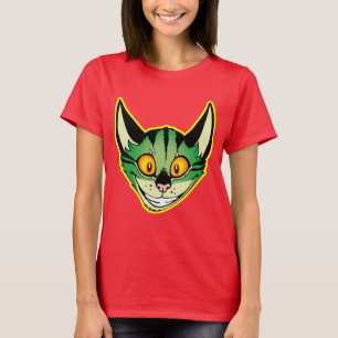 Fluorescerend Cartoon Kat Vrouwen T-Shirt