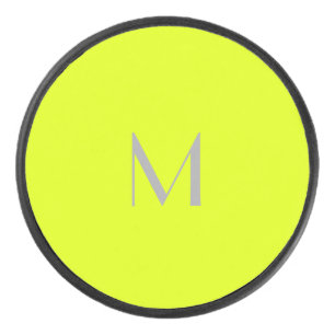 fluorescerend geel - monogram toevoegen hockey puck