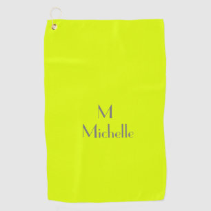 fluorescerend geel - voeg monogram toe & noem golf golfhanddoek