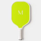 Fluorescerend geel - wit monogram pickleball paddle (Achterkant)