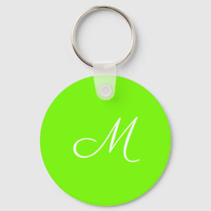 fluorescerend groen - met monogram sleutelhanger
